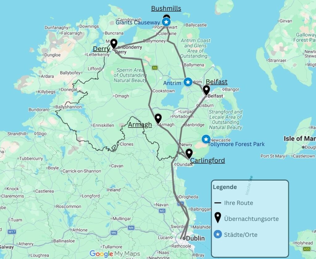 Karte: Nordirland Rundreise exklusiv: Kultur, Küste, Natur & Hideaways